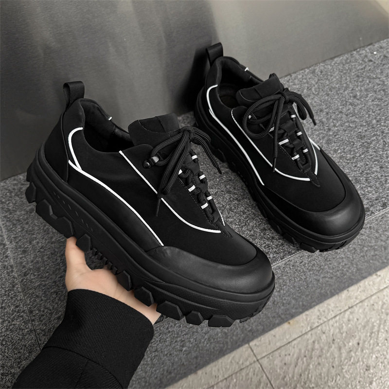 韩版正品双色厚底老爹鞋男春季增高防滑休闲鞋潮鞋2026,流行男鞋,时尚休闲鞋,淘宝优惠券,粉丝福利购,淘宝优惠卷