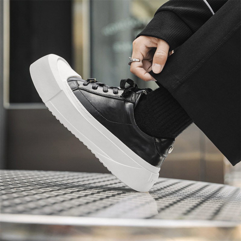 正品简约风女鞋厚底休闲板鞋女黑色系带增高鞋同款百搭,流行男鞋,时尚休闲鞋,淘宝优惠券,粉丝福利购,淘宝优惠卷