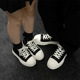 韩版 青年大头马丁靴情侣鞋 厚底高帮板鞋 男女黑白系带增高休闲鞋