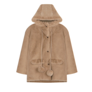 慵懒兔兔 软糯毛球保暖连帽毛毛外套宽松环保皮草