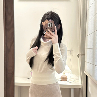 「知心姐姐」冬季新品羊毛高领内搭针织衫气质显瘦荡领打底衫女