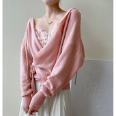 Shyest 外套女秋 薄款 day害羞 日子收腰系带连帽针织开衫