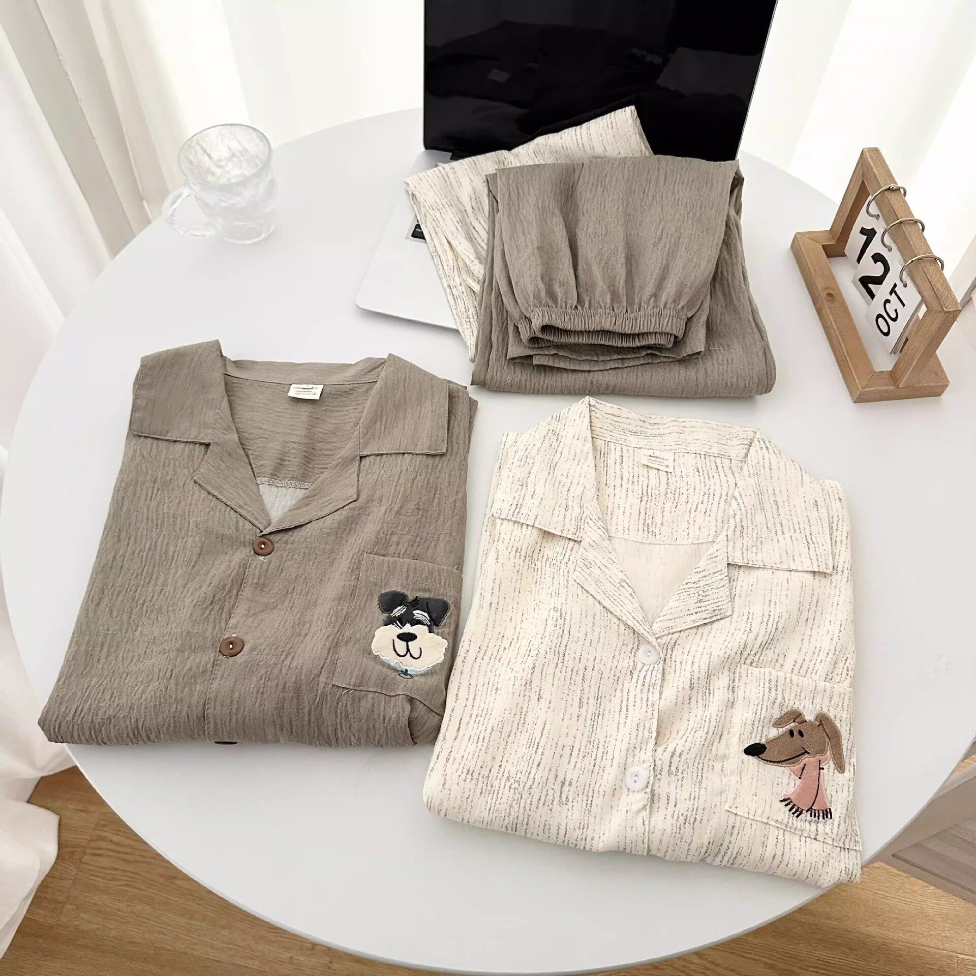 2026年新款情侣睡衣卡通日系开衫长袖长裤休闲风家居服套装夏天男