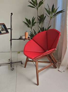 北欧设计师CONCERTINA花瓣椅子样板间大厅接待休闲椅胡桃木折叠椅