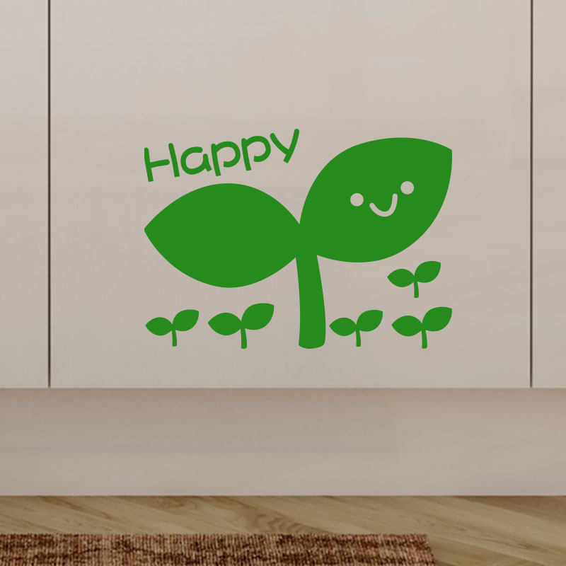 家装饰阳台玻璃窗户推拉门卫生间瓷砖墙面装饰美化贴纸小绿芽