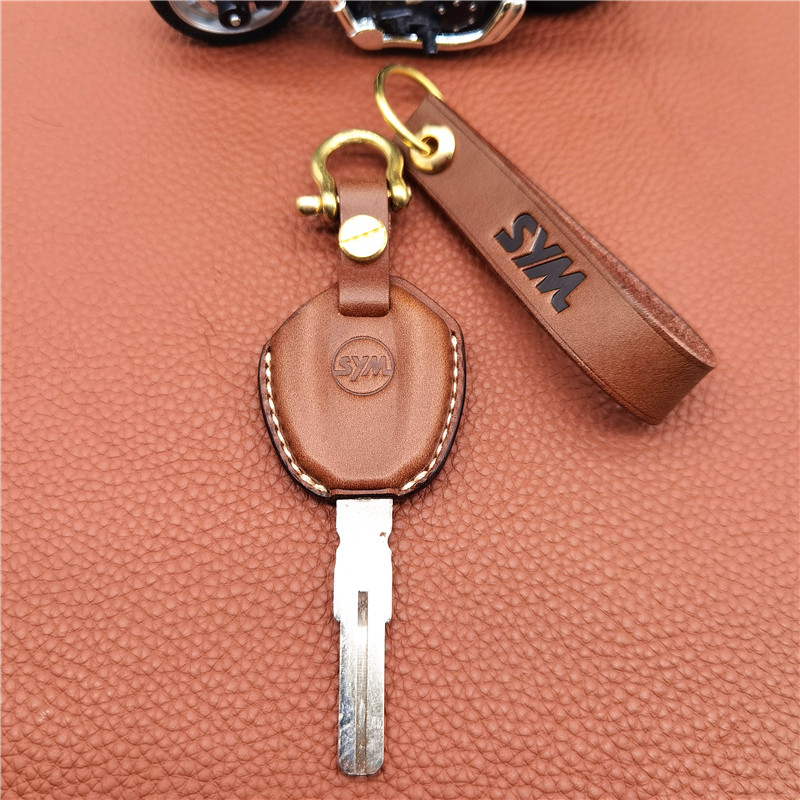 适用于三阳摩托车飞度4改装件复古个性定制牛皮钥匙套皮质扣包