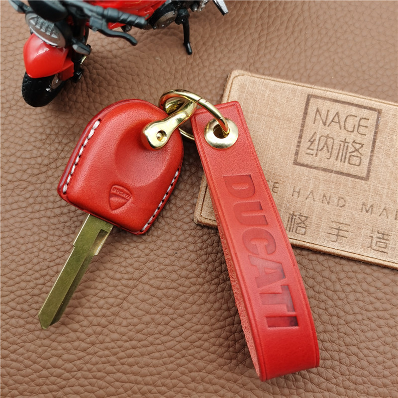 适用杜卡迪748 749 696 996 999 848 个性改装钥匙套 牛皮 新品