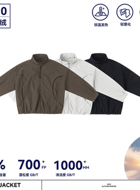 UNF 90白鸭绒加厚羽绒服解构拼接Cleanfit拉链美式夹克外套男女款