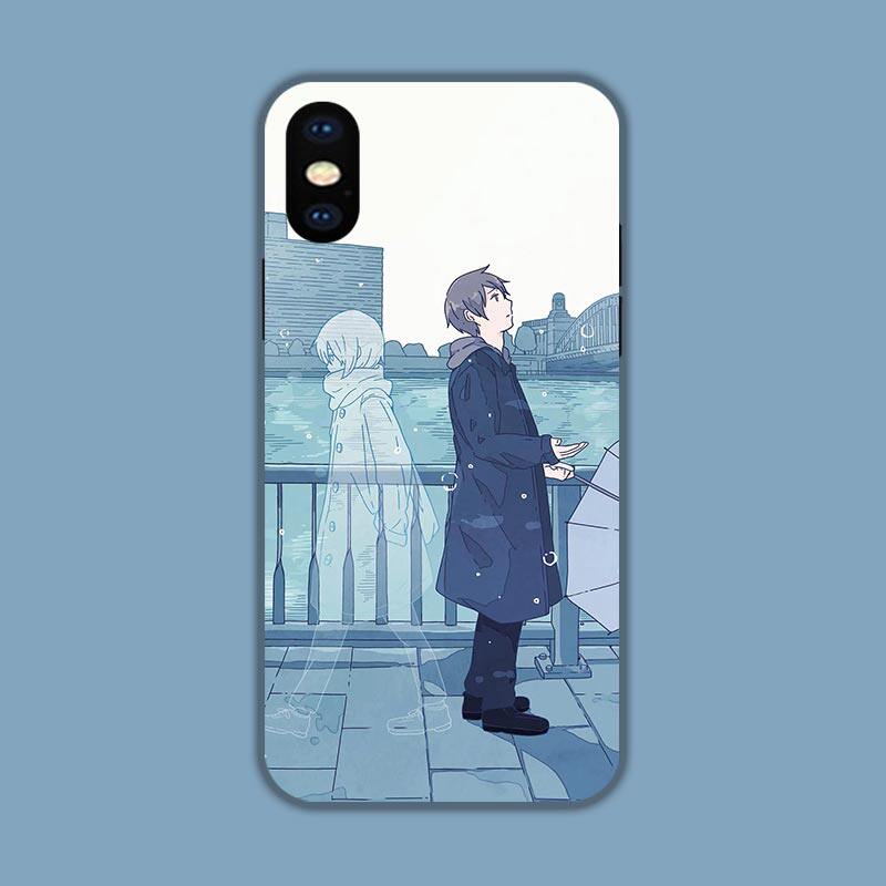 相遇与错过iPhoneXs适用16/12/13/14苹果15Promax玻璃手机壳XR磨砂插画华为/荣耀OPPO小米VIVO安卓硅胶保护壳
