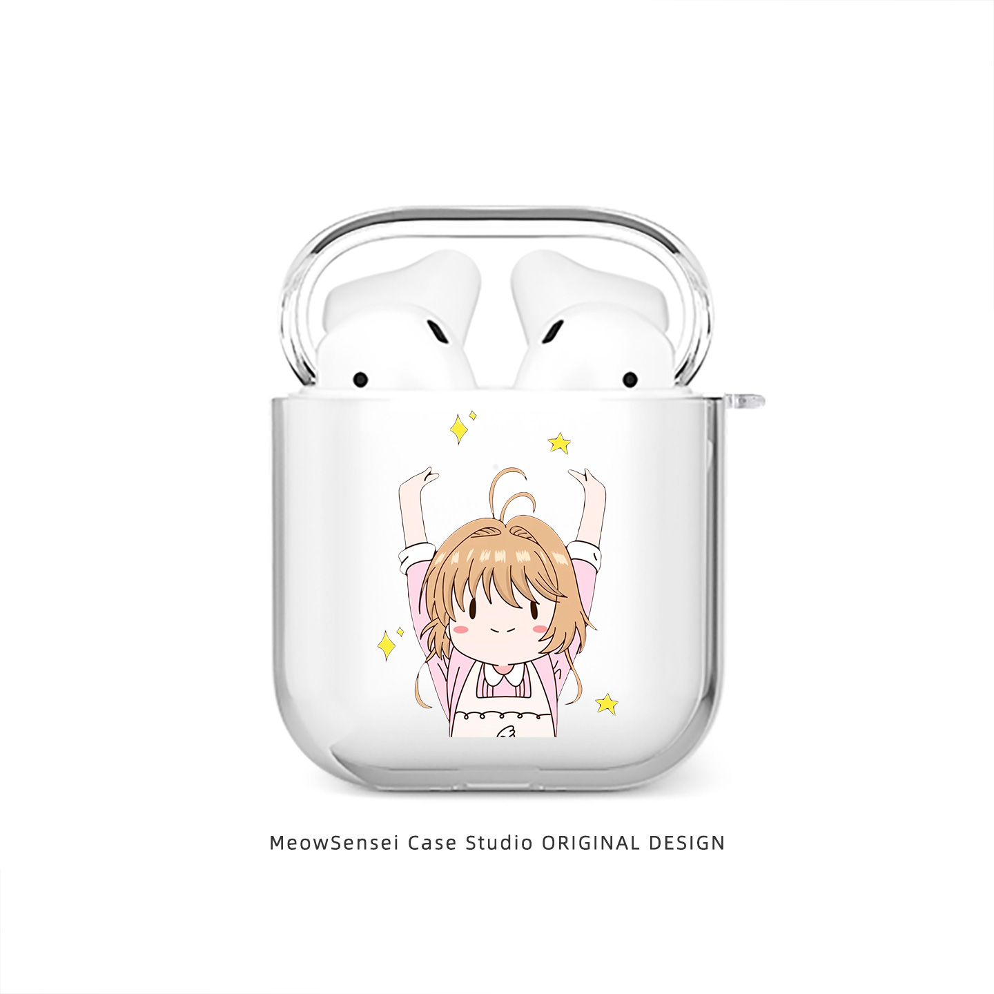 可爱卡通魔卡少女樱无线蓝牙耳机套适用苹果AirPods4动漫1二次元2透明3简约TPU软壳Pro3分体式Pro2防摔保护壳