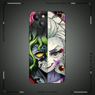 鬼灭之刃堕姬小众手机壳适用苹果16全包防摔14 13硅胶iPhone15ProMax华为荣耀OPPO小米VIVO红米动漫玻璃壳