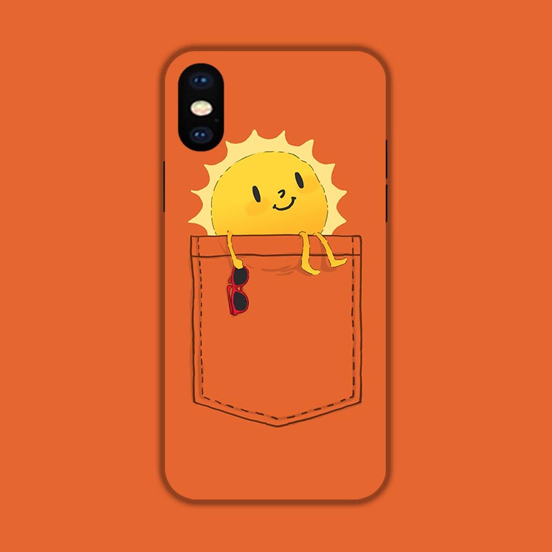 原创口袋太阳iPhone16适用14/12/13苹果15ProMax全包手机壳XR磨砂7玻璃8华为Plus荣耀OPPO小米VIVO安卓保护壳