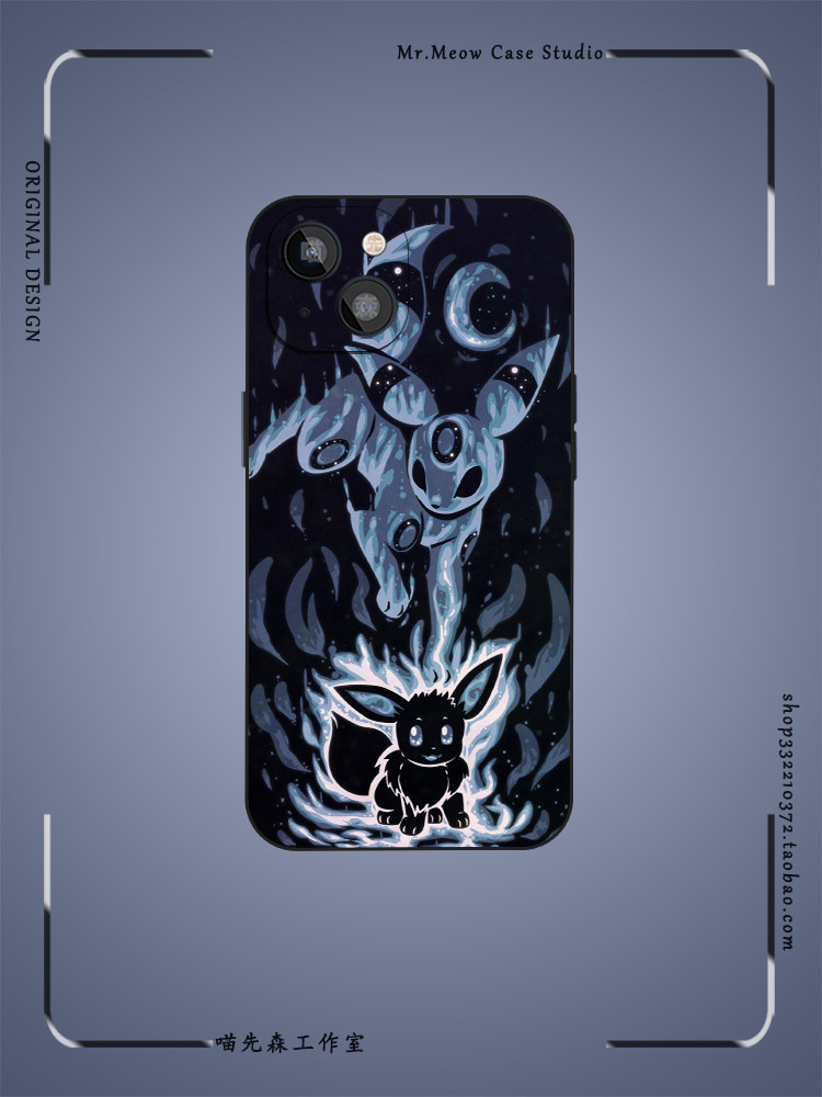 月精灵伊布进化宝可梦插画手机壳适用iPhone16小米13玻璃12全包14苹果15ProMax神奇宝贝Plus安卓液态硅胶软壳