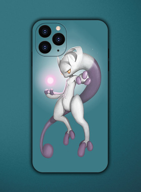 mega超梦Y油画卡通宝可梦手机壳14适用iPhone16小米13玻璃12/11苹果15ProMax神奇宝贝Plus华为安卓硅胶保护壳