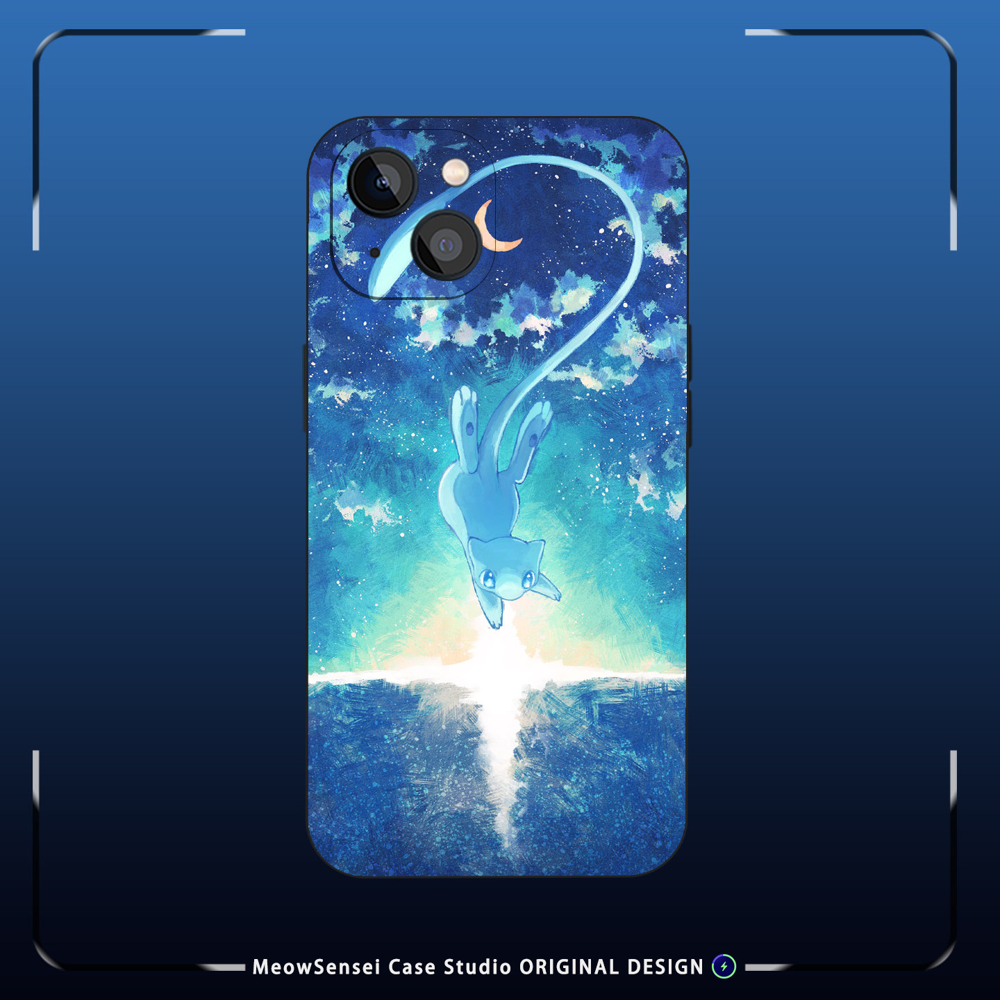 梦幻月夜蓝海油画星空渐变静谧温柔治愈小众手机壳适用iPhone17苹果16卡通周边动漫迷磨砂硅胶磁吸防摔保护套