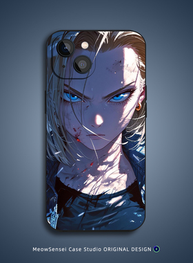 七龙珠18号人造人手机壳适用苹果16小米15红米K90动漫插画OPPO华为Air液态硅胶VIVO磁吸iPhone17ProMax保护套