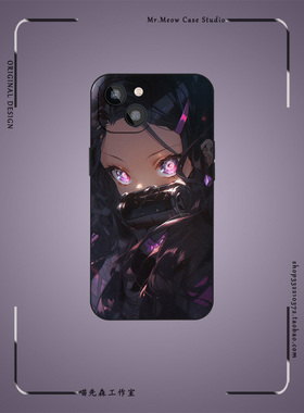 鬼灭之刃妹妹祢豆子小众全包日漫手机壳适用iPhone16液态硅胶13/12/14苹果15ProMax光面玻璃动漫二次元保护壳