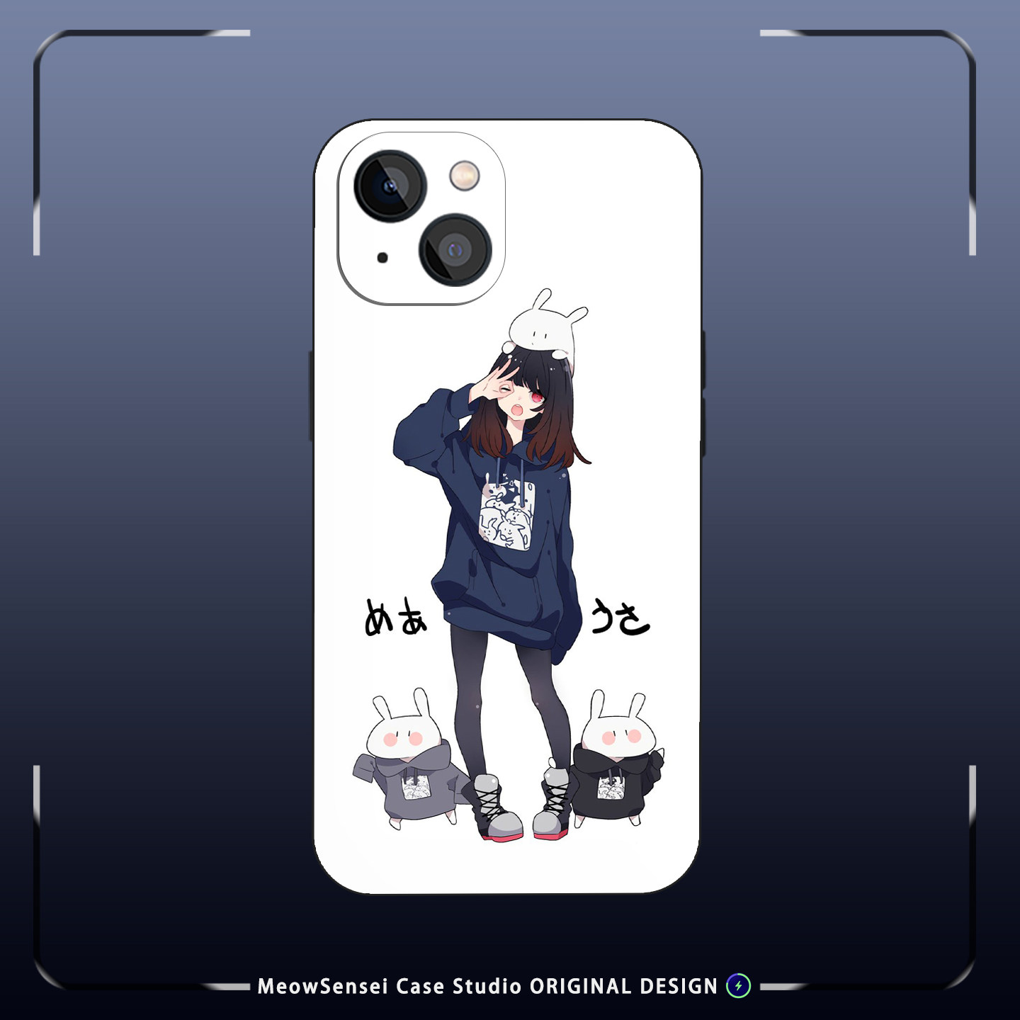 白底色连帽卫衣少女软萌兔子ins日系简约手绘手机壳适用iPhone17苹果16甜妹少女磁吸磨砂硅胶全包防摔保护套