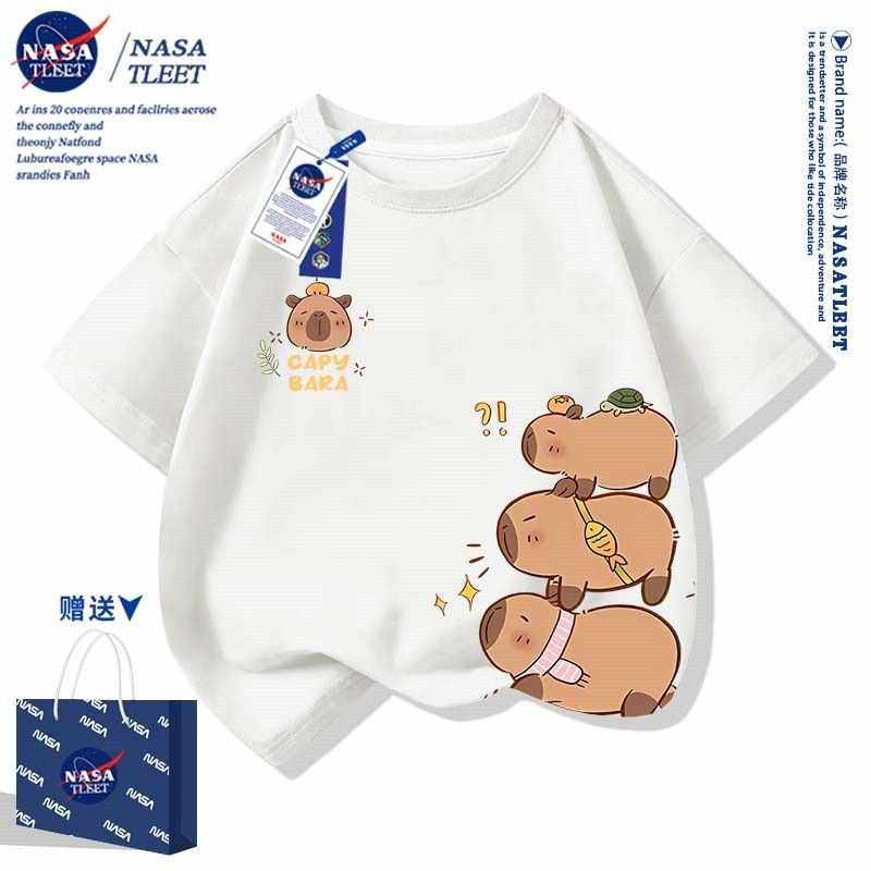 NASA亲子装2025新款夏装一家三口母子短袖t恤纯棉夏季半袖全家装