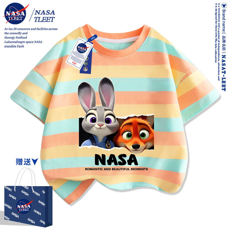 NASA潮牌t桖疯狂动物城朱迪尼克短袖T恤夏季薄款宽松纯棉体恤半袖