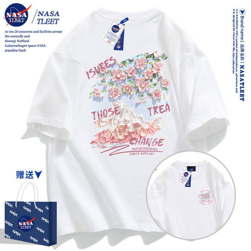 NASA联名短袖t恤女2025新款潮流设计感女生夏季宽松纯棉半袖上衣