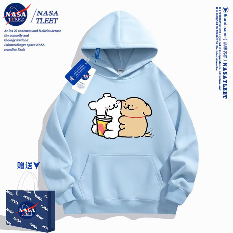 NASA联名小狗连帽卫衣女2025年秋季新款港风宽松百搭可爱学生外套