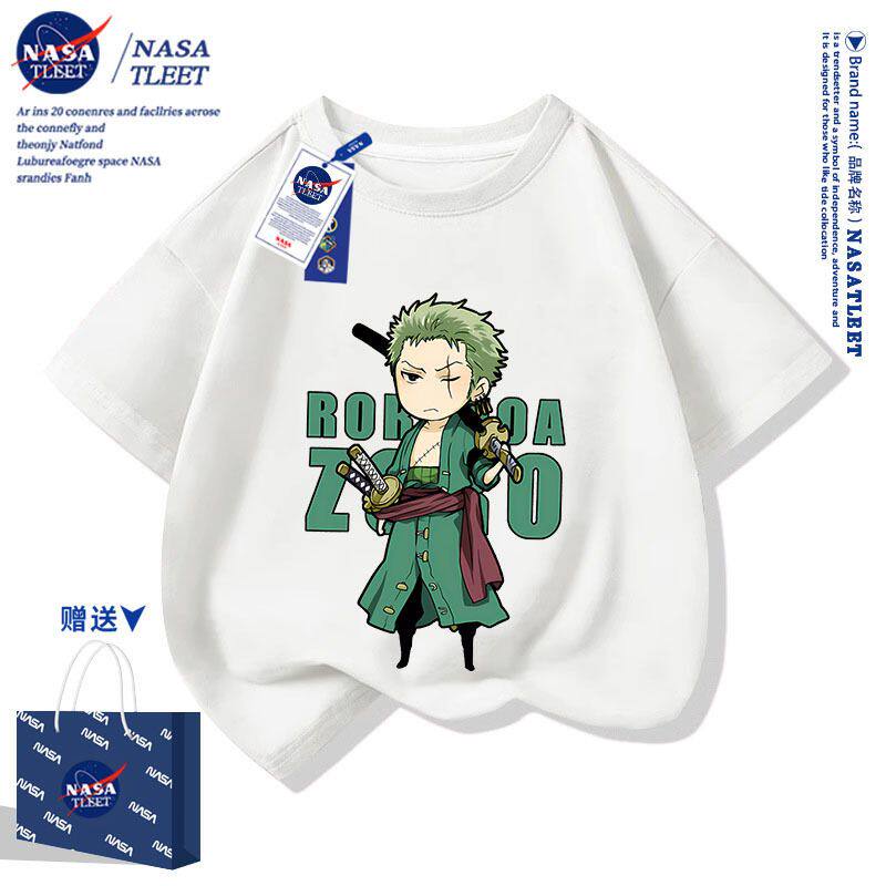 NASA联名海贼王索隆短袖男女儿童装夏季休闲T恤半袖衣服上衣潮酷