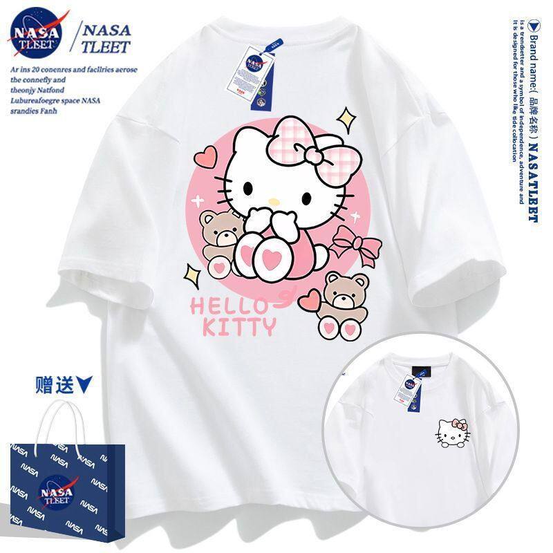 NASA联名动漫卡通周边KT猫凯蒂猫可爱男女生休闲短袖t恤衫夏装新