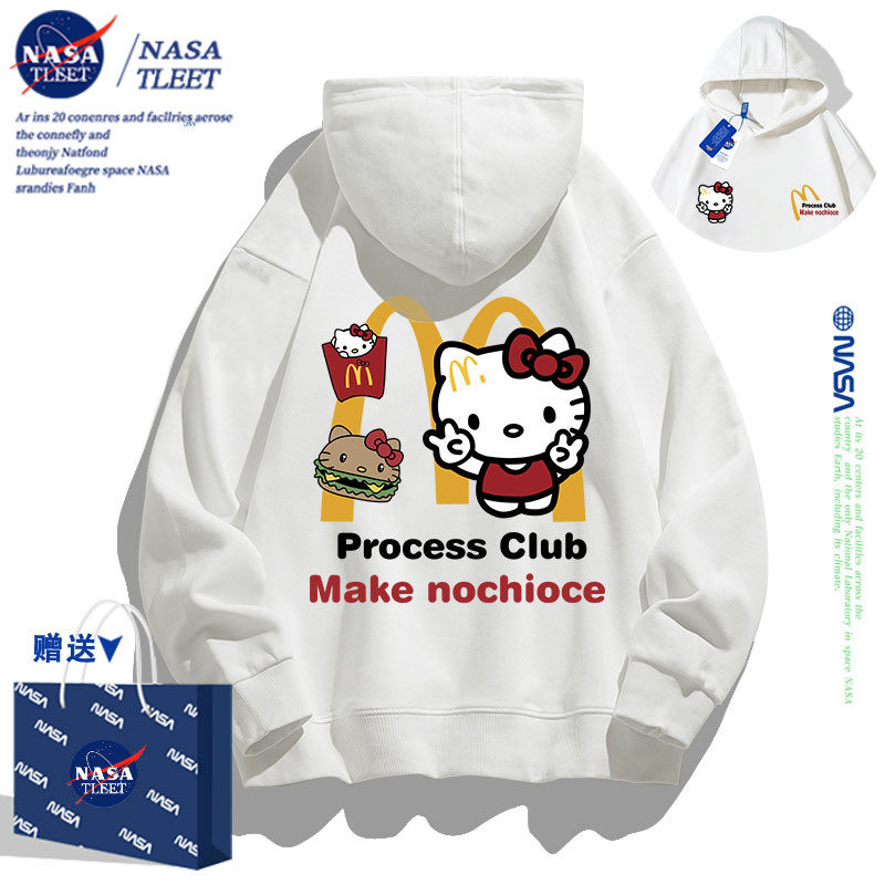 NASA联名女童卫衣春秋款2025新款哈喽kitty秋冬季加绒儿童秋装