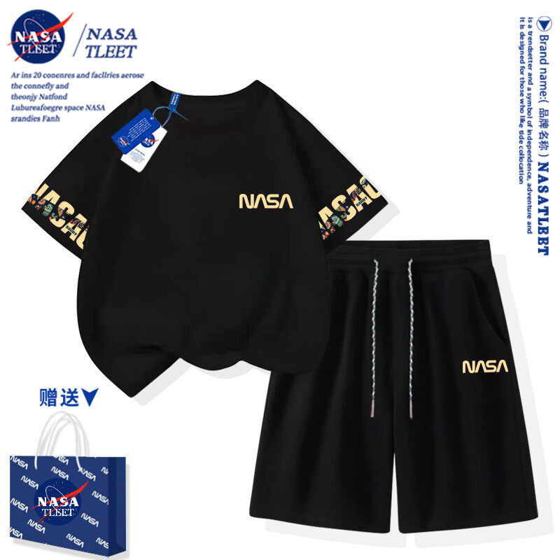 NASA联名男童夏装套装2026新款男大童运动服儿童夏季短袖纯棉夏款