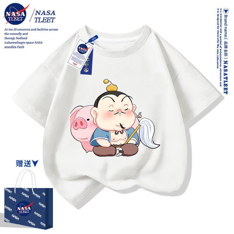 NASA联名哪吒太乙真人男女儿童中小学生短袖t恤纯棉休闲半袖上衣