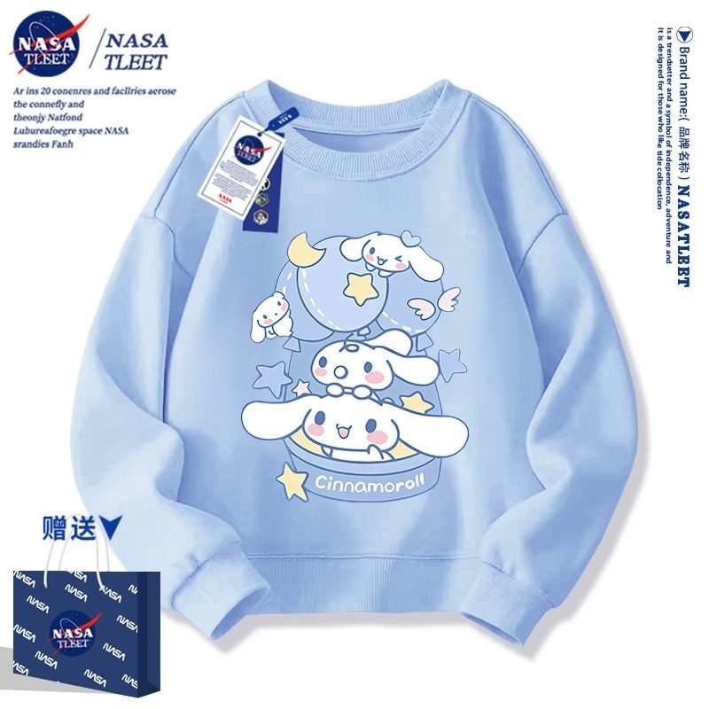 NASA玉桂狗女童卫衣春秋2025新款春季加绒圆领上衣中大童儿童外套