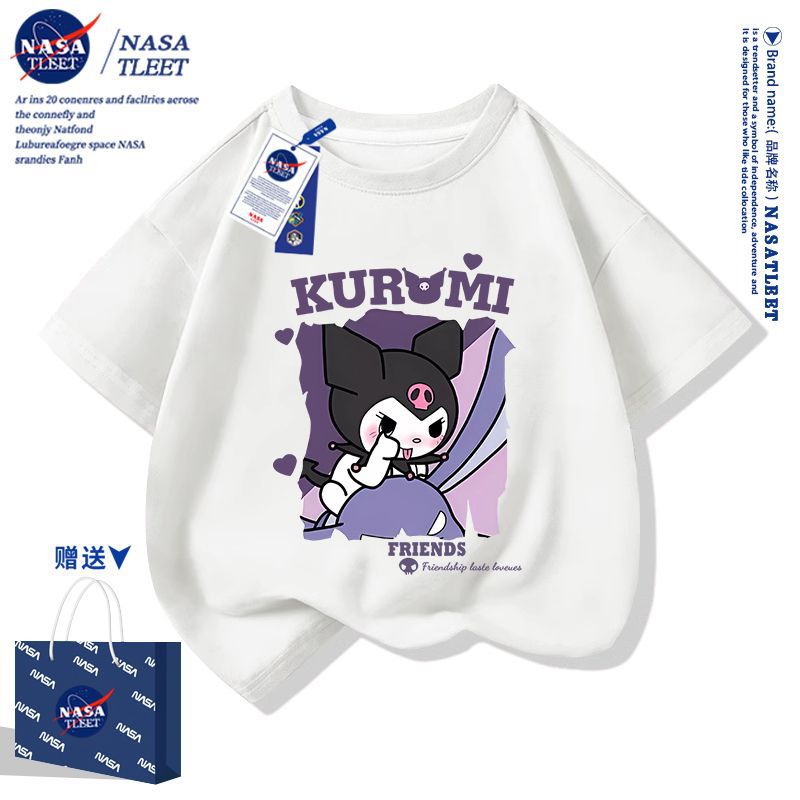 NASA女童t恤短袖纯棉2025新款夏季潮牌库洛米衣服中大童装半袖
