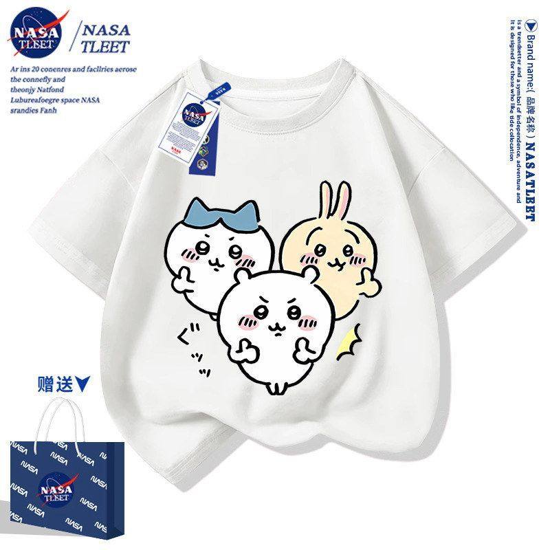 NASA联名可爱萌趣印花男女孩子短袖中小儿童棉t恤衫半袖衫衣服新