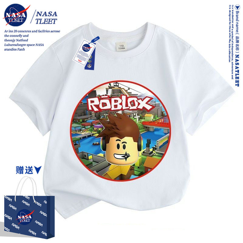 NASA我的世界游戏动漫ROBLOX儿童短袖t恤男女装夏款宽松半袖上衣