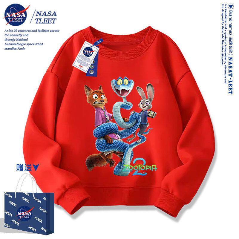 NASA联名疯狂动物城朱迪尼克儿童卫衣春秋冬季新款狐狸兔子亲子装