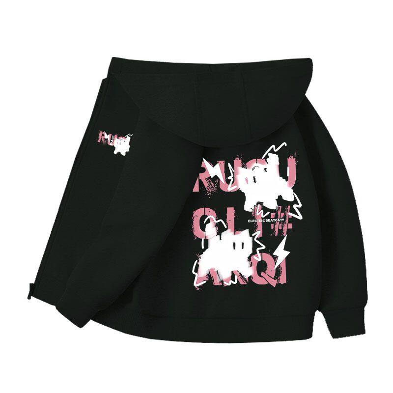 NASA小猫咪女童连帽卫衣春秋2025新款中大童洋气女孩秋装儿童外套