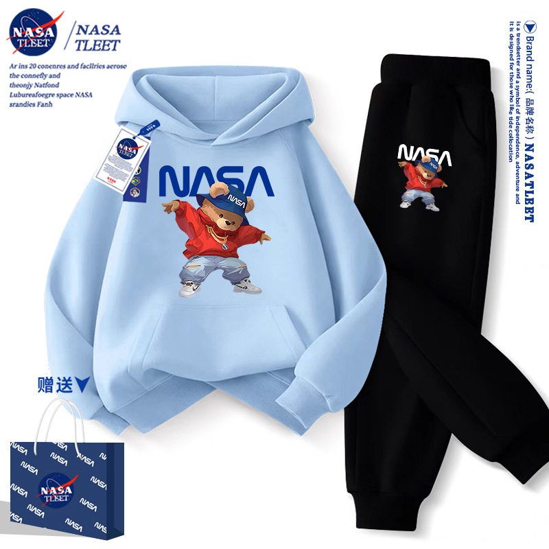 NASA联名男童卫衣套装春秋季2025新款中大儿童帅气休闲运动两件套