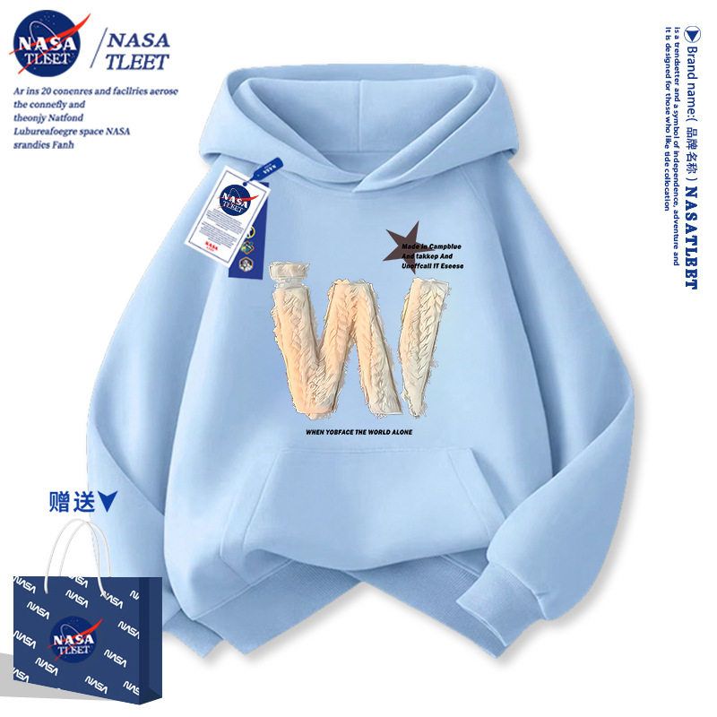 NASA联名秋冬季卡通动漫可爱猫咪洋气上衣新款中小学生圆领卫衣潮