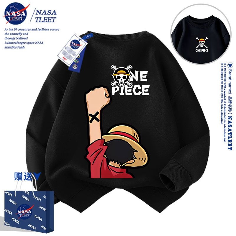 NASA联名春秋季新款动漫海贼王握拳路飞卫衣儿童男女童装休闲上衣