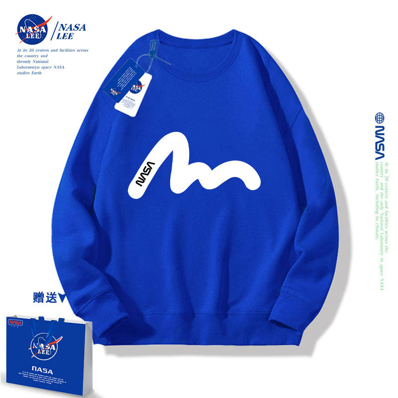 NASA克莱因蓝卫衣儿童秋装男童2025新款圆领中大童女童上衣春秋款