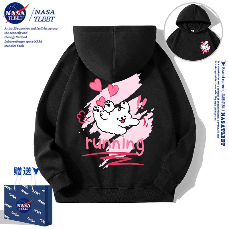 NASA联名潮牌连帽卫衣女春秋款2025新款小个子情侣装高级感外套冬