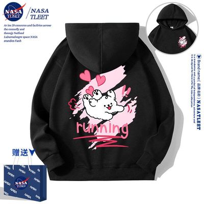 NASA联名潮牌连帽卫衣女春秋款2025新款小个子情侣装高级感外套冬