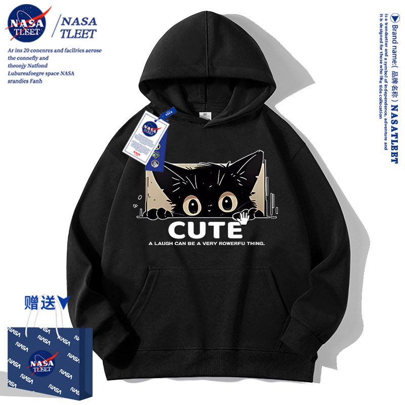 NASA儿童卫衣秋装2025新款韩版女童洋气连帽衫宽松中大童潮牌上衣