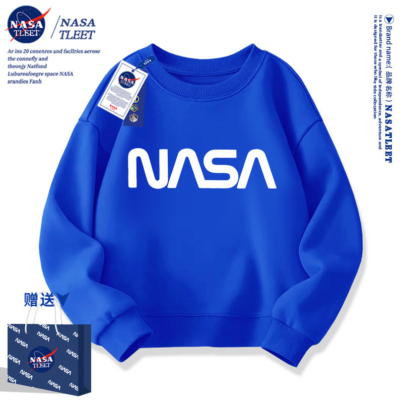 NASA周边潮牌上衣男女童装时髦宽松圆领卫衣春秋季新款多色打底衫