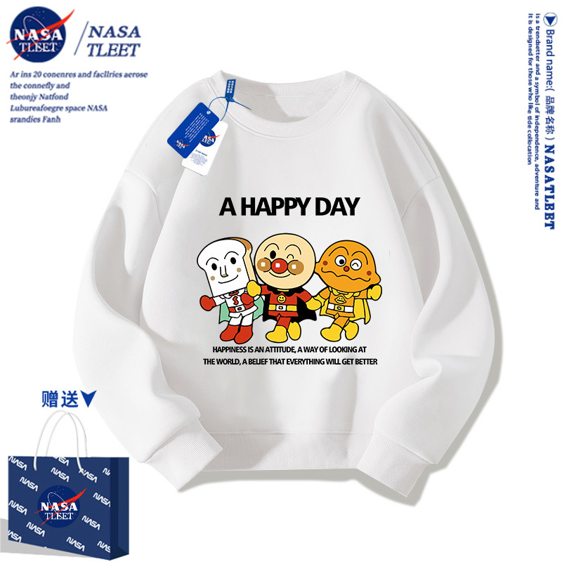 NASA联名面包超人可爱女童卫衣春秋爆款简约2025新款圆领长袖上衣