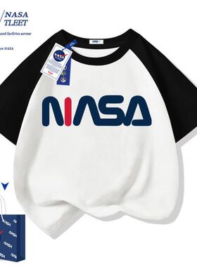 NASA儿童短袖T恤夏季纯棉2025新款潮牌童装大童男童半袖女童夏装
