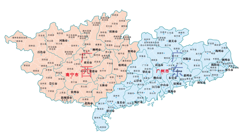 广东广西地图cdr矢量素材 简单分区图模版图 非实物地图 设计素材