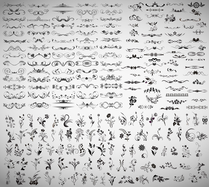 精美实用花纹ai矢量素材 多款标题装饰花纹 花藤纹样 设计素材