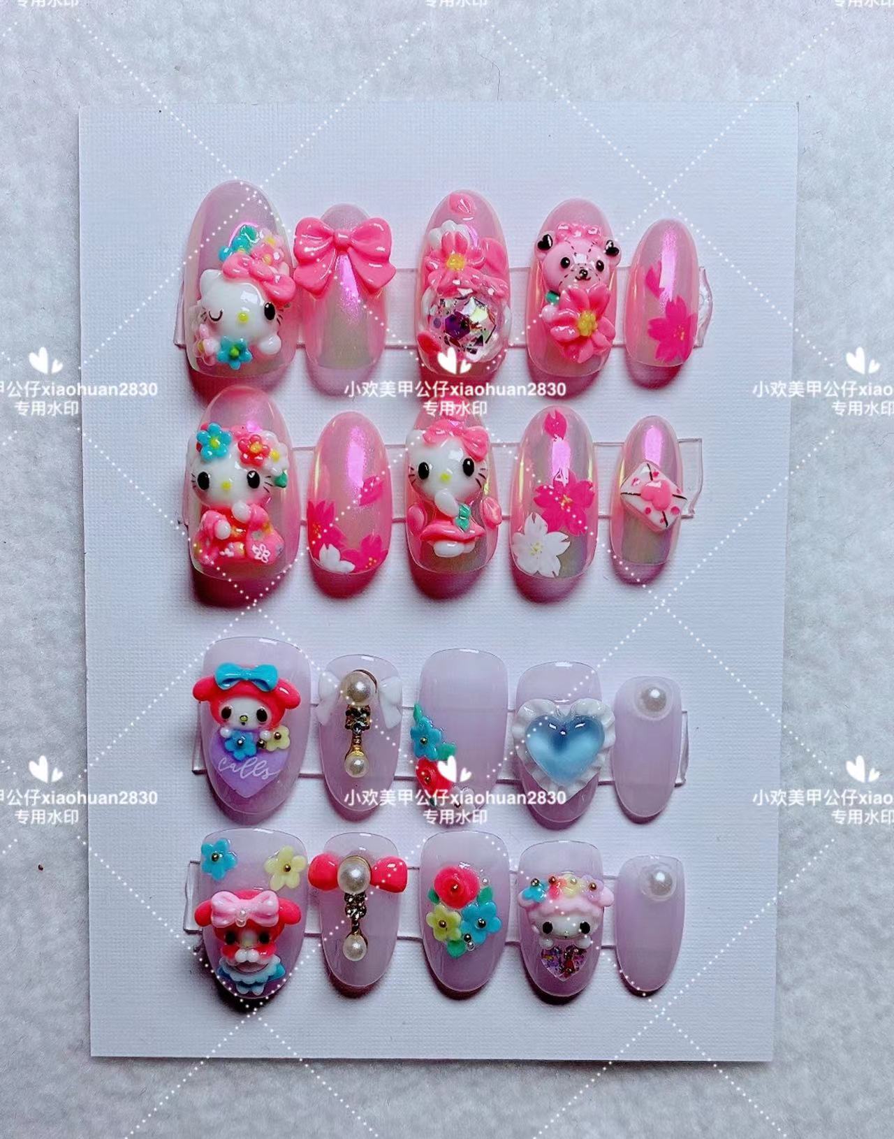 小欢美甲模具立体硅胶凯蒂猫成品